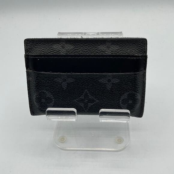 Louis Vuitton Monogram Eclipse Double Card Holder, about 3" x 4.25"- Black - Picture 2 of 7